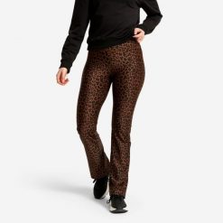 Legginsy fitness damskie Domyos regular. Brązowe legginsy sportowe damskie DOMYOS, l, bez wzorów, z materiału, z podwyższonym stanem, długie, na fitness i siłownię. Za 69.99 zł.