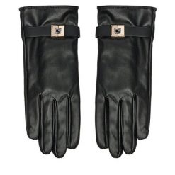 Rękawiczki Damskie Guess. Czarne rękawiczki damskie Guess, z aplikacjami, z dzianiny. Za 269.99 zł.