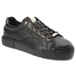 Czarne Sneakersy Big Star Sportowe Obuwie Damskie. Czarne obuwie sportowe damskie Big Star, bez wzorów, ze skóry ekologicznej. Za 149.00 zł.