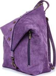 Vera Pelle Śliwkowy Włoski Stylowy Plecak Damski Skórzany Zamsz A4 W14. Plecaki damskie Vera Pelle, bez wzorów, z zamszu, eleganckie. Za 214.49 zł.