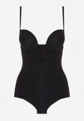 Czarne Bieliźniane Body Modelujące z Wyciętym Dekoltem Theloria. Czarne bielizna wyszczuplająca Born2be, l, bez wzorów. Za 59.99 zł.