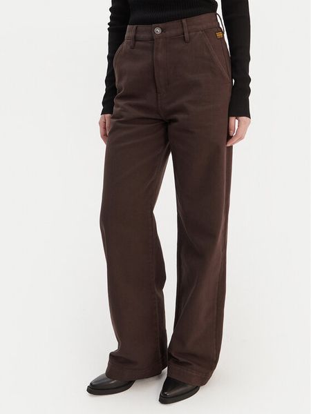 G-Star Raw Spodnie materiałowe Deck 2.0 D26432-E078 Brązowy Wide Leg. Brązowe spodnie materiałowe damskie G-Star Raw, bez wzorów, z bawełny. Za 282.99 zł.