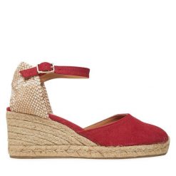 Espadryle Castañer. Czerwone sandały damskie Castañer, bez wzorów, bez obcasa, bez zapięcia. Za 429.99 zł.
