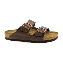 Klapki unisex Birkenstock Arizona. Brązowe klapki męskie Birkenstock, z materiału. Za 399.00 zł.