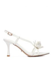 DeeZee Sandały CEO-297-77 Biały. Białe sandały damskie DeeZee, bez wzorów, ze skóry, bez obcasa, na szpilce, bez zapięcia. Za 139.99 zł.