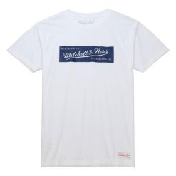 Koszulka Mitchell & Ness label. Białe koszulki sportowe męskie Mitchell & Ness, m, bez wzorów, bez kołnierzyka, bez ramiączek. Za 218.50 zł.