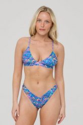 Bikini Top How High Boost 'Em Up. Niebieskie bikini damskie OOSC, l, bez wzorów, z materiału, bez kołnierzyka, bez ramiączek. Za 122.99 zł.