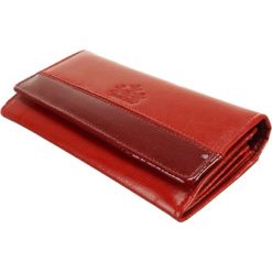 PERFEKT PLUS P/35 A bigiel/zatrzask czerwony, portfel damski. Czerwone portfele damskie Perfekt Plus, bez wzorów, ze skóry. Za 99.90 zł.