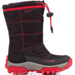 Kozaki zimowe "Himalaya" w kolorze czerwono-czarnym. Czarne buty zimowe dziewczęce marki Geox Kids, z gumy. W wyprzedaży za 185.95 zł.