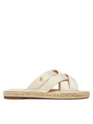 Tommy Hilfiger Espadryle Satin Espadrille Mule FW0FW08502 Beżowy. Brązowe espadryle damskie Tommy Hilfiger, bez wzorów, z materiału, bez obcasa, bez zapięcia. Za 239.99 zł.