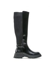 Jenny Fairy Kozaki LS5873-02 Czarny. Czarne kozaki damskie Jenny Fairy, ze skóry, bez obcasa, na płaskiej podeszwie. Za 159.99 zł.