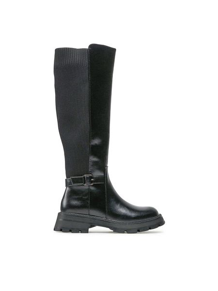 Jenny Fairy Kozaki LS5873-02 Czarny. Czarne kozaki damskie Jenny Fairy, ze skóry, bez obcasa, na płaskiej podeszwie. Za 159.99 zł.