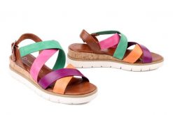 MARCO TOZZI 2-28703-46 3A8 cognac multi, sandały damskie. Brązowe sandały damskie Marco Tozzi, bez wzorów, z gumy, bez obcasa, na koturnie, bez zapięcia. Za 199.90 zł.