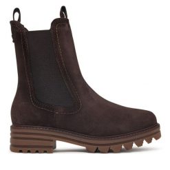 Sztyblety Tamaris. Brązowe botki damskie Tamaris, bez obcasa, na płaskiej podeszwie, bez zapięcia. Za 484.99 zł.