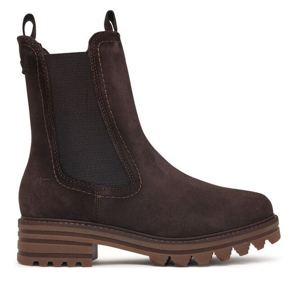 Sztyblety Tamaris. Brązowe botki damskie Tamaris, bez obcasa, na płaskiej podeszwie, bez zapięcia. Za 484.99 zł.