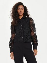 Morgan Koszula 242-COSLAX Czarny Regular Fit. Czarne bluzki damskie Morgan, bez wzorów, z syntetyku, bez kołnierzyka, bez ramiączek. Za 249.99 zł.