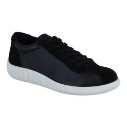 Buty do chodzenia damskie Ecco Sneaker Soft Zero Leder. Czarne obuwie sportowe damskie ecco, bez wzorów, z materiału, trekkingowe. Za 619.00 zł.