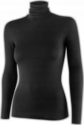 Brubeck LS1627W Koszulka damska z golfem COMFORT MERINO czarny S. Czarne t-shirty damskie Brubeck, s, bez wzorów, bez kołnierzyka. Za 263.92 zł.