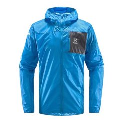 Kurtka turystyczna męska Haglöfs L.I.M Shield Hood przeciwwiatrowa. Niebieskie kurtki sportowe męskie Haglöfs, l, bez wzorów, trekkingowe. Za 660.00 zł.