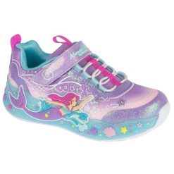 Buty sportowe Sneakersy dziewczęce, Mermaid Dreams. Fioletowe buty sportowe dziewczęce Skechers, bez wzorów, bez zapięcia, trekkingowe, Skechers Sport. Za 249.99 zł.