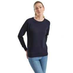 Lekka Bluza Raglanowa Dla Kobiet. Niebieskie bluzy damskie Fruit of the Loom, s, bez wzorów, bez kaptura. Za 71.99 zł.