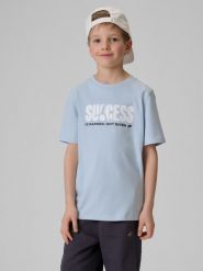 4F T-shirt regular z nadrukiem chłopięcy - niebieski 152 (11-12 lat). Niebieskie t-shirty dla chłopców 4f, bez wzorów, z bawełny, bez ramiączek. Za 49.99 zł.
