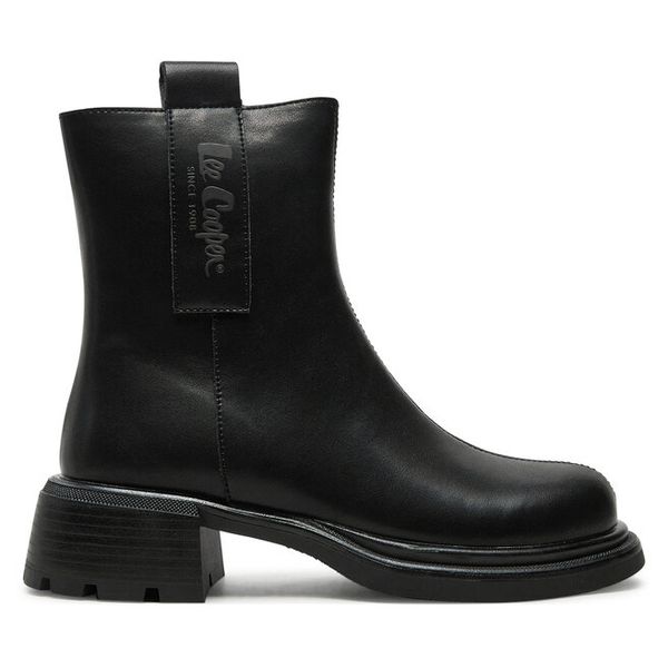 Botki Lee Cooper. Czarne botki damskie Lee Cooper, bez obcasa, na płaskiej podeszwie, bez zapięcia. Za 299.99 zł.