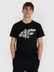 4F T-shirt regular z nadrukiem męski - czarny XXL. Czarne t-shirty męskie 4f, m, bez wzorów, z bawełny, klasyczne, bez kołnierzyka. Za 59.99 zł.
