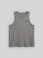 4F Koszulka bez rękawów regular gładka męska - szara S. Szare t-shirty męskie 4f, m, bez wzorów, z bawełny, bez kołnierzyka. Za 49.99 zł.