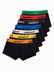 Bokserki męskie bawełniane z kontrastową gumą - 7-pak czarne V1 OM-UNBO-0100 - XXL. Czarne bokserki męskie Ombre Clothing, l, bez wzorów, z bawełny. W wyprzedaży za 99.99 zł.