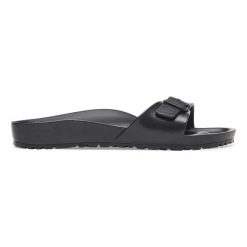 BIRKENSTOCK Madrid EVA Black Klapki damskie. Czarne klapki damskie Birkenstock, bez wzorów, z materiału, eleganckie, bez obcasa. Za 189.99 zł.