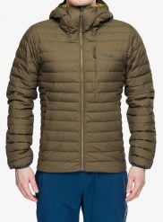 Kurtka puchowa Rab Microlight Windstopper Hoody. Brązowe kurtki męskie RAB, l, bez wzorów, z gore-texu, bez kaptura. Za 1,132.99 zł.