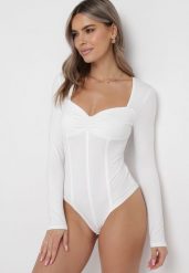 Białe Body z Przeszyciami Gorsetowymi Cristia. Białe bluzki damskie Born2be, l, z aplikacjami, bez kołnierzyka, bez ramiączek. Za 79.99 zł.