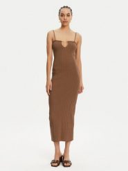 JACQUEMUS Sukienka dzianinowa 24E241KN358-2355 Brązowy Regular Fit. Brązowe sukienki damskie JACQUEMUS, bez wzorów, z dzianiny, bez kołnierzyka, bez ramiączek. W wyprzedaży za 2,329.00 zł.