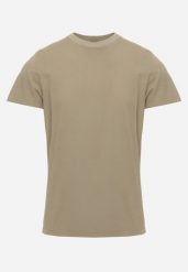 Ciemnozielona Gładka Koszulka T-shirt z Bawełny o Prostym Kroju Sarusa. Zielone t-shirty męskie Born2be, l, bez wzorów, z bawełny, klasyczne, bez kołnierzyka. Za 49.99 zł.