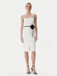 Guess Sukienka koktajlowa W6RK0G KC9O0 Écru Regular Fit. Sukienki damskie Guess, xxl, z aplikacjami, z syntetyku, wizytowe, bez kołnierzyka, bez ramiączek. Za 619.99 zł.