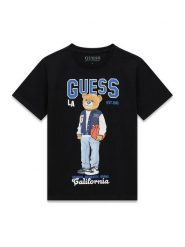 Guess Kids T-Shirt 183039 Czarny Classic Fit. Czarne t-shirty dla chłopców Guess Kids, z aplikacjami, bez ramiączek. Za 94.99 zł.