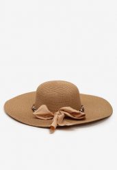 Ciemnobeżowy Plażowy Kapelusz z Naturalnej Plecionki Ozdobiony Apaszką Anriophe. Brązowe czapki i kapelusze damskie Born2be, na lato, bez wzorów, eleganckie. Za 39.99 zł.