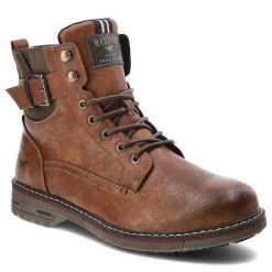 Brązowe Botki Mustang Modne Obuwie Męskie. Brązowe botki męskie Mustang, bez wzorów, ze skóry ekologicznej, eleganckie, bez zapięcia. Za 289.00 zł.