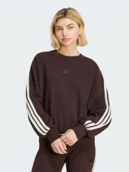 Adidas Bluza Adidas Kit 3-Stripes KW7702 Brązowy Loose Fit. Brązowe bluzy damskie Adidas, s, bez wzorów, z bawełny, bez kaptura. Za 278.99 zł.