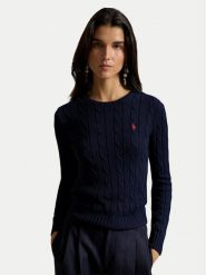 Polo Ralph Lauren Sweter 211971869008 Granatowy Slim Fit. Niebieskie swetry damskie Polo Ralph Lauren, xl, bez wzorów, bez kołnierzyka, bez ramiączek, bez kaptura. Za 949.99 zł.
