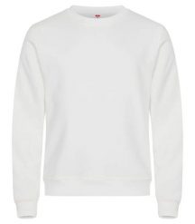 Clique Miami Roundneck – Unisexowy sweter z bawełny i poliestru z recyklingu. Białe bluzy męskie CLIQUE, s, bez wzorów, z bawełny, bez kołnierzyka. Za 164.44 zł.