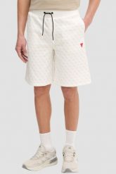 GUESS Kremowe męskie spodenki w monogram New Korbin, Rozmiar L. Brązowe krótkie spodenki sportowe męskie Guess, l, z aplikacjami. Za 349.99 zł.