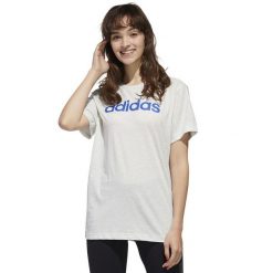 Damska Koszulka adidas Essentials Linear Loose Tee Lifestyle. Białe t-shirty damskie Adidas, uniwersalny, bez wzorów, z bawełny, klasyczne, bez kołnierzyka. Za 67.99 zł.