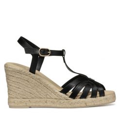 Espadryle Geox. Czarne sandały damskie Geox, bez wzorów, bez obcasa, bez zapięcia. Za 269.99 zł.