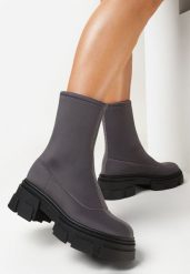 Szare Botki z Dopasowaną Elastyczną Cholewką Javina. Szare botki damskie Born2be, eleganckie, bez obcasa, na obcasie, bez zapięcia. Za 74.99 zł.