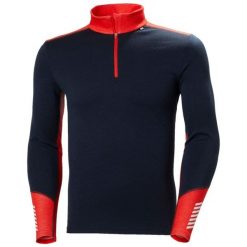 Podkoszulka z wełny merino 1/2 zip Helly Hansen Lifa. Niebieskie bluzy męskie Helly Hansen, l, bez wzorów, z wełny, bez kaptura. Za 478.00 zł.