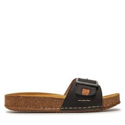 Klapki Josef Seibel. Czarne klapki damskie Josef Seibel, bez wzorów, bez obcasa. Za 249.99 zł.
