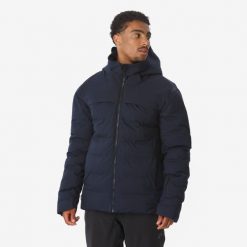 Kurtka narciarska męska Quechua 500 Warm. Niebieskie kurtki męskie WED'ZE, l, bez wzorów, z materiału, długie, z kapturem, narciarskie. Za 499.99 zł.