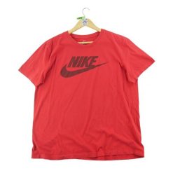 Nike T-shirt męski z krótkim rękawem. Czerwone t-shirty męskie Nike, l, bez wzorów, z materiału, sportowe, bez kołnierzyka. Za 42.56 zł.